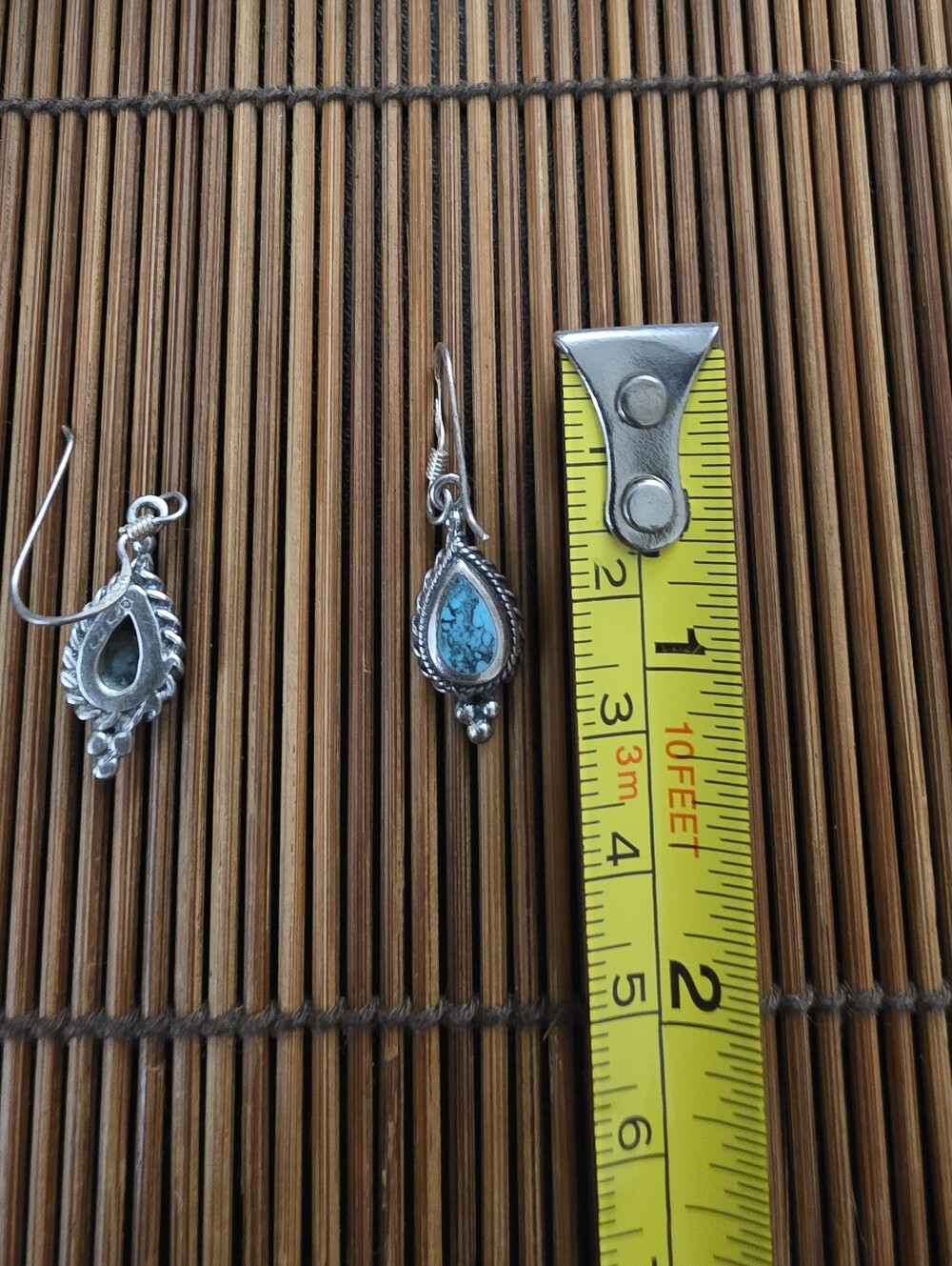 925 Silver Turquoise Dangle Earrings (Vintage) - Picture 9 of 11